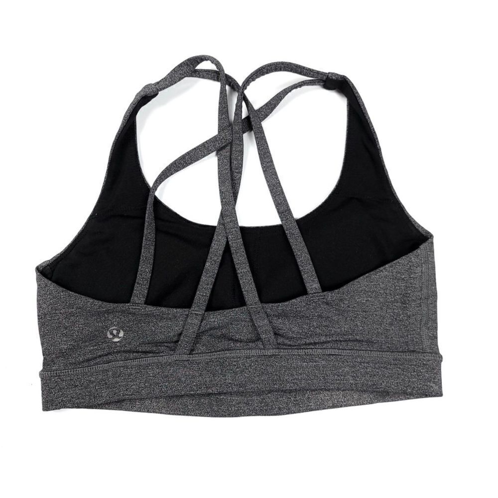 LULULEMON Energy Strappy Racerback Sports Bra Top in Heathered Black Gray Small